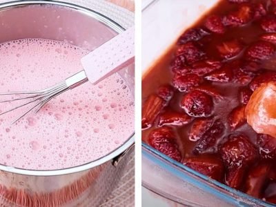 Молочный десерт с клубникой