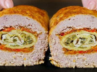 Мясной хлеб из фарша с начинкой