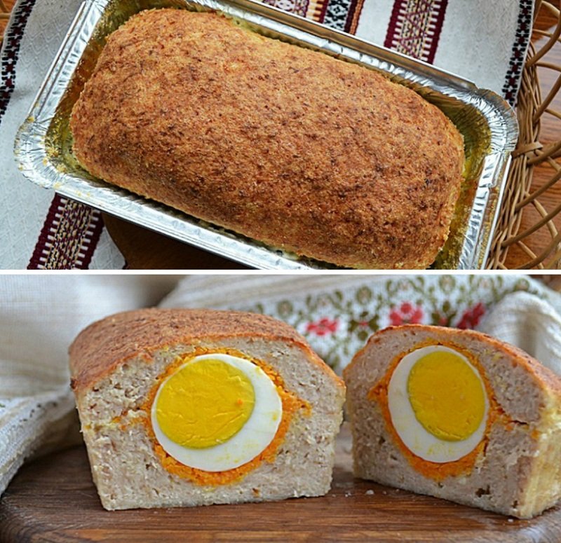 мясной хлебец с яйцами