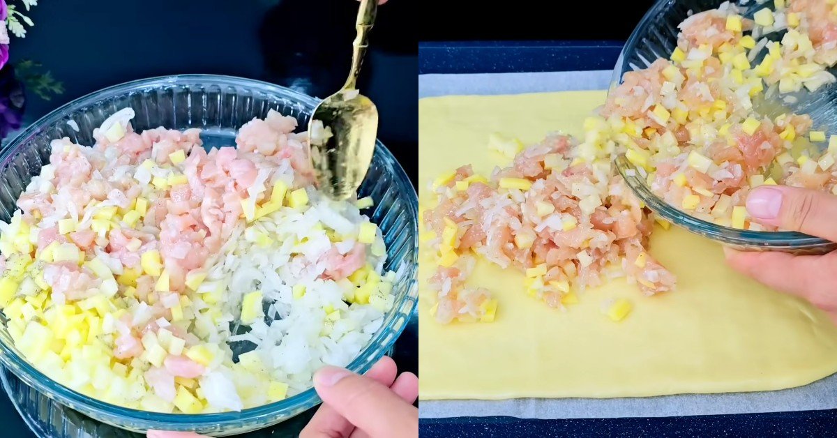 мясной пирог на майонезе