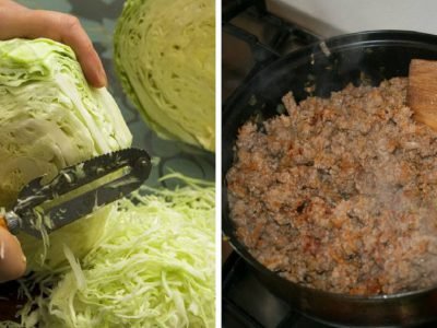 Мясной пирог с капустой