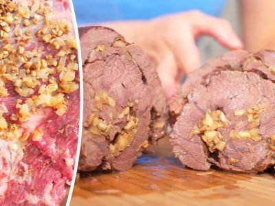 Шикарный мясной рулет с грибами в духовке