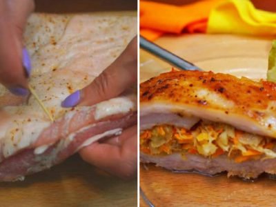 Мясной рулет с квашеной капустой