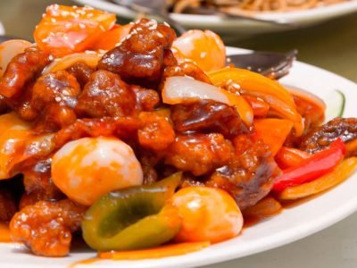 Мясо с шампиньонами