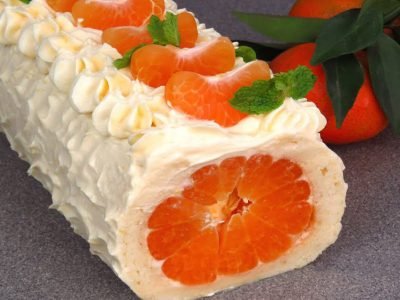 Новогодний рулет с мандаринами