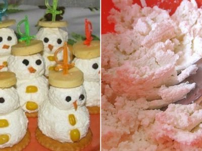 Новогодняя закуска «Веселые снеговики»