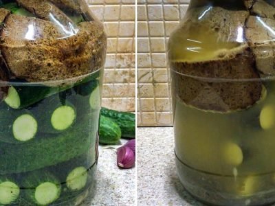 Соленые огурцы с хлебом