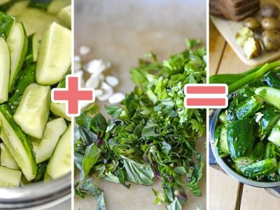 Малосольные огурцы с мятой