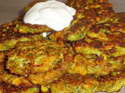 Оладьи из кабачков с овсяными хлопьями