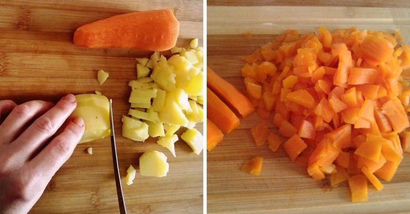 нарезка моркови и картошки