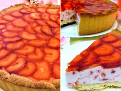 Открытый клубничный пирог с йогуртом