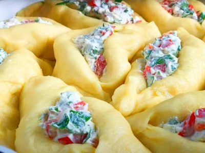 Отрывной пирог с фетой и сладким перцем