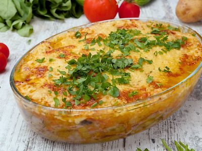 Овощная запеканка с говядиной