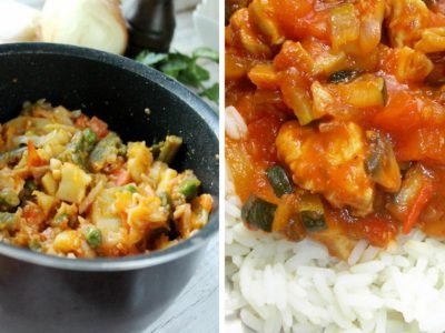 Овощное рагу с курицей и кабачками