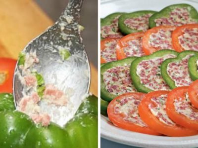 Фаршированный перец и помидоры