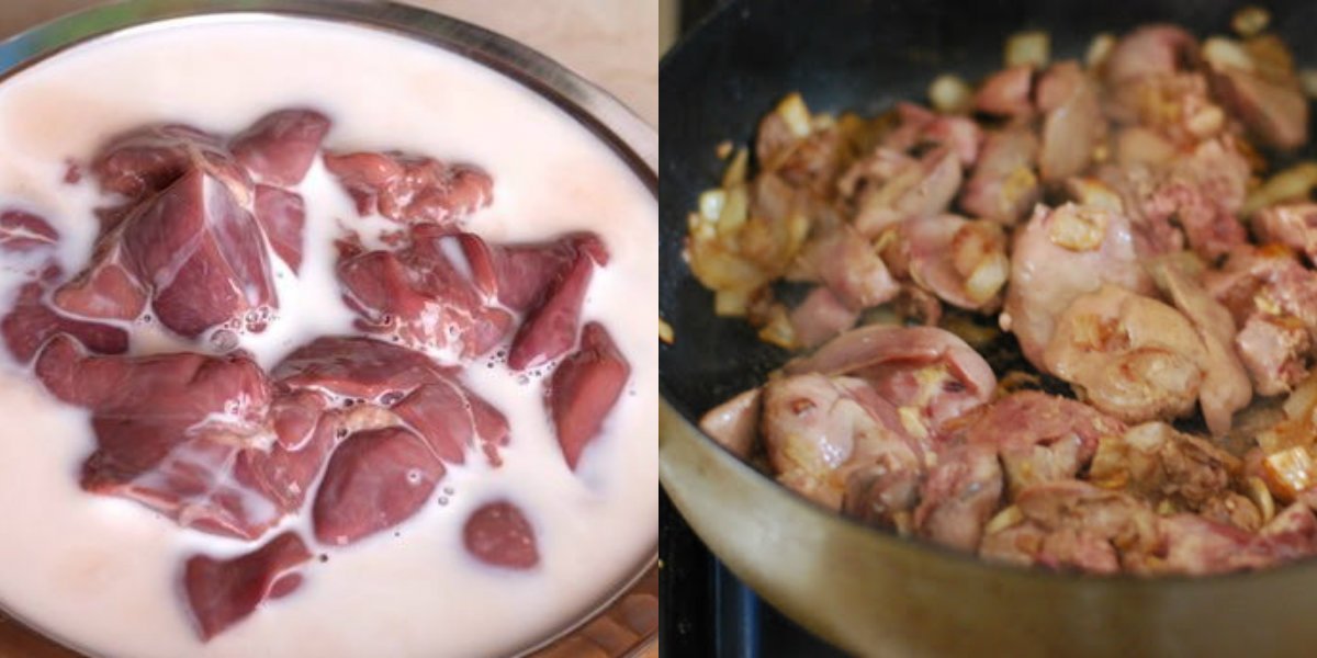 жареная куриная печень с луком
