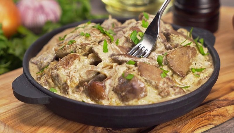 тушение куриной печени