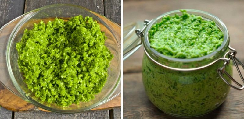 паста из чесночных стрелок к мясу