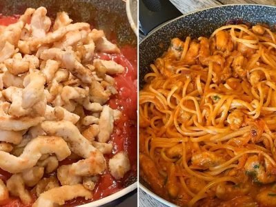 Бесподобная паста с курицей и томатным соусом