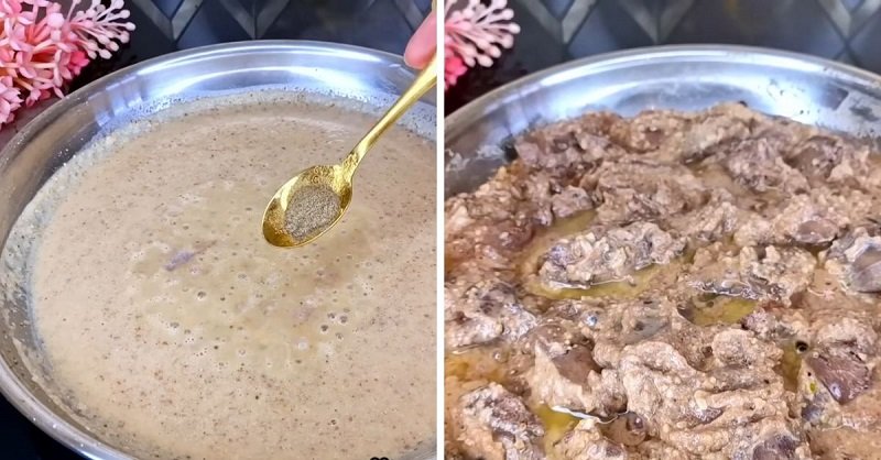 подача печени в ореховом соусе