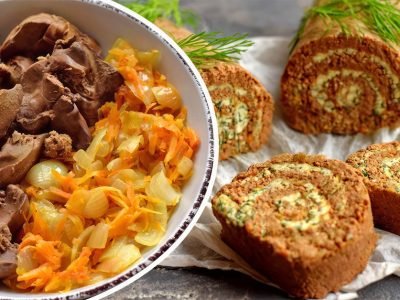 Печеночный рулет с маслом и зеленью