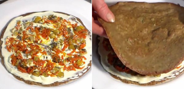 печеночный торт с грибами