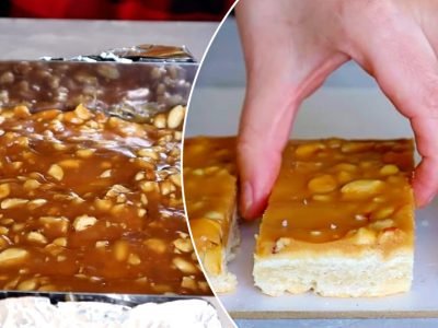 Песочное печенье с карамелью и орехами