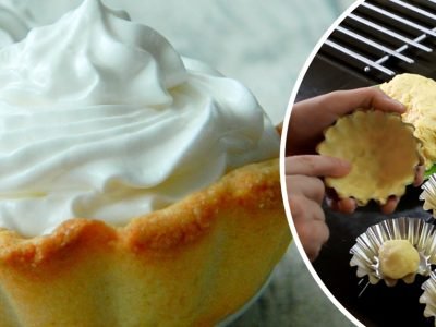 Песочные корзинки с джемом и белковым кремом