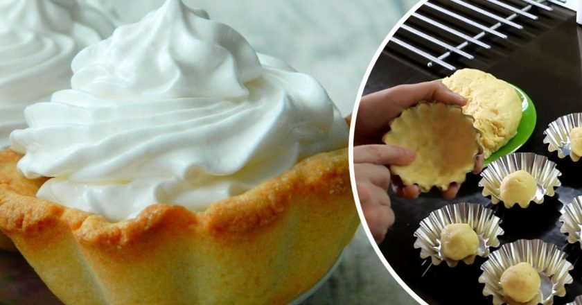 Песочные корзинки с джемом и белковым кремом