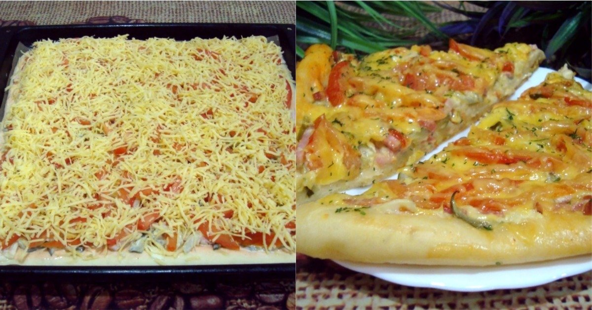 пицца с колбасой и сыром