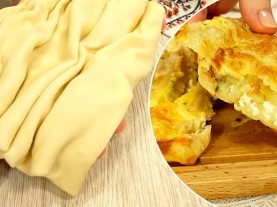 Пирог-гармошка с картофелем и брынзой