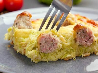 Пирог из кабачков с фрикадельками