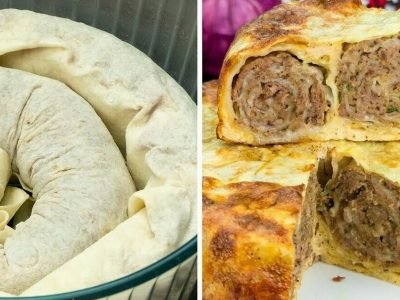 Пирог из лаваша с мясом