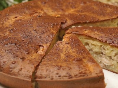 Пирог на кефире с курицей