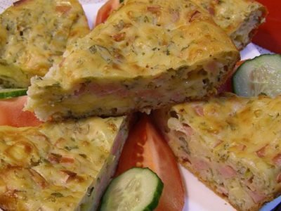 Пирог на кефире с сыром и колбасой