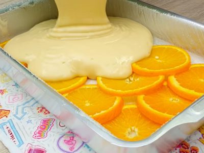 Заливной пирог с апельсинами в духовке