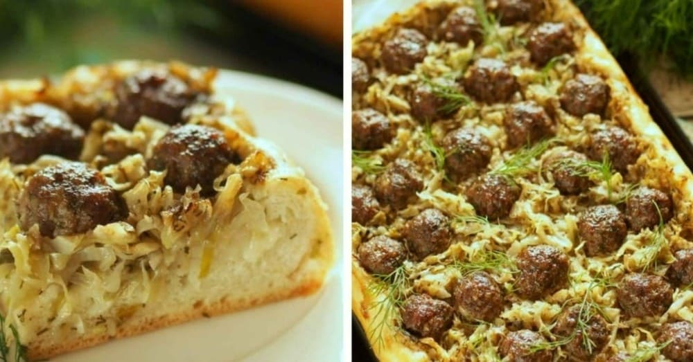 домашний пирог с мясом и капустой
