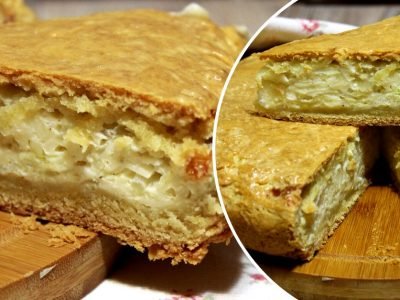 Песочный пирог с луком и плавленым сырком