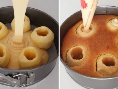 Пирог с яблоками и кремом