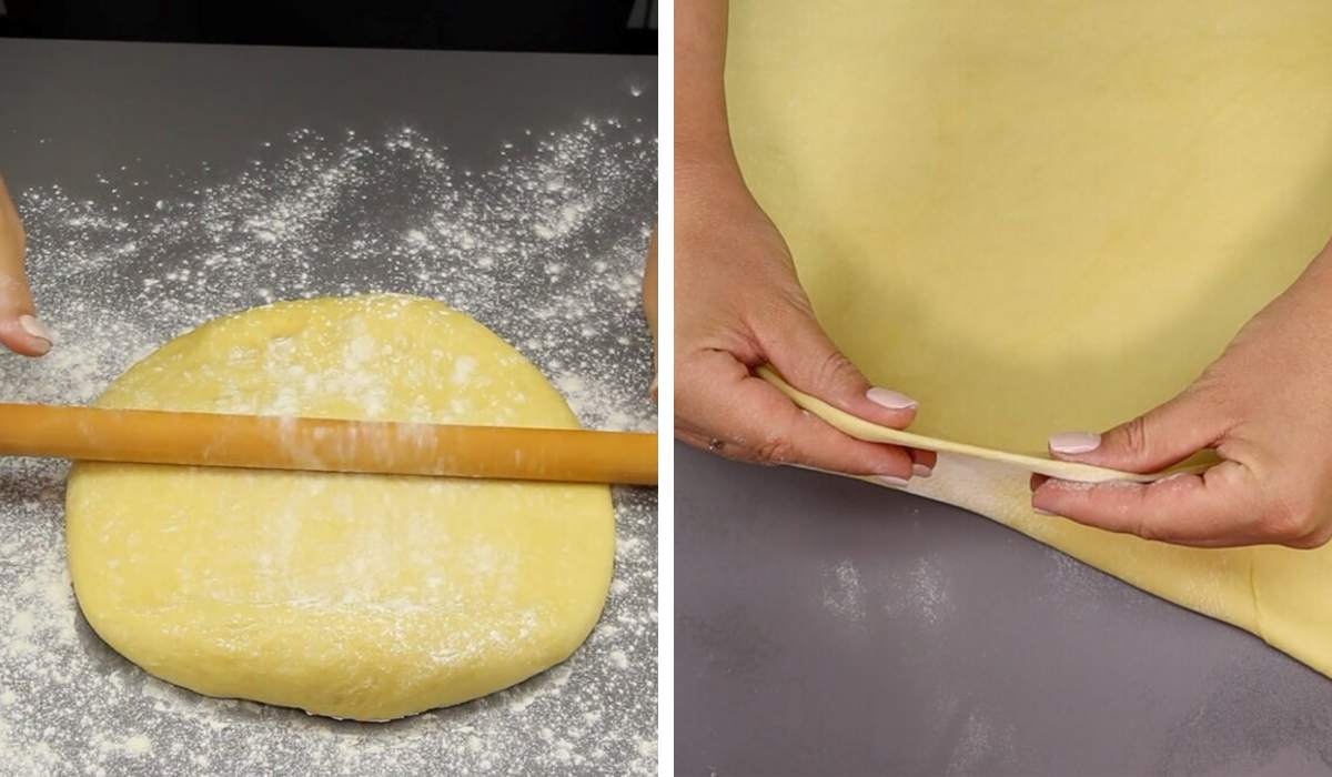 раскатанное дрожжевое тесто