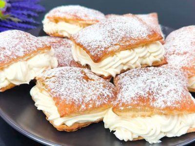 Пирожное из слоеного теста с заварным кремом