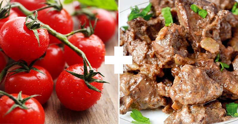 печень и помидоры