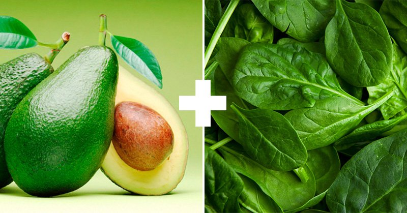 авокадо и шпинат