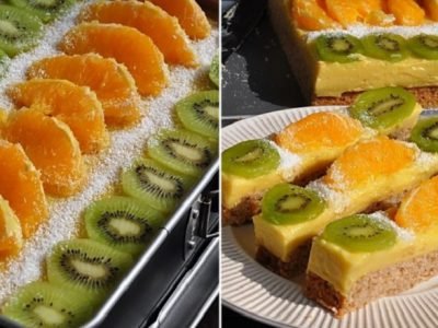 Постное пирожное с фруктами