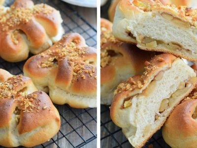 Постные булочки с яблоками и орехами