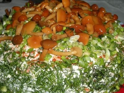 Постный салат с грибами