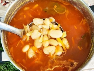 Постный суп с фасолью и овощами