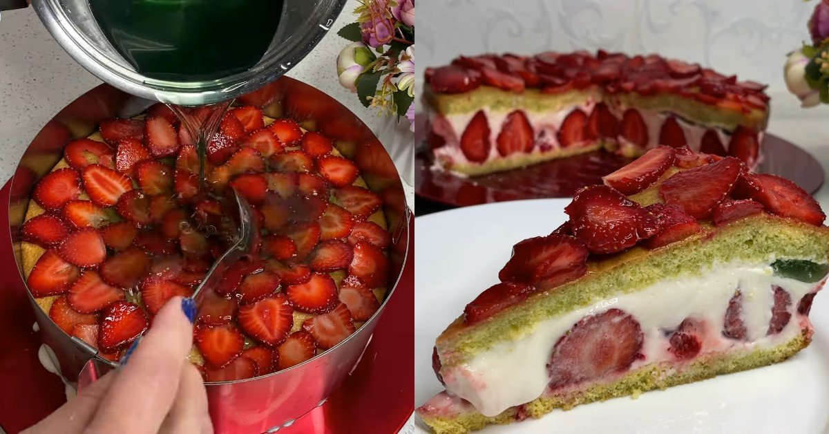 торт с клубникой