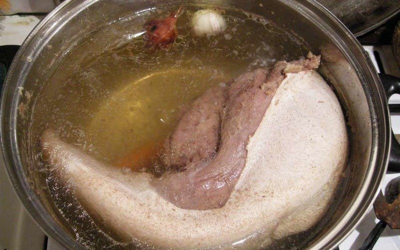 домашний рассольник с рисом и языком