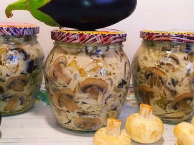 Рецепт баклажанов с шампиньонами на зиму